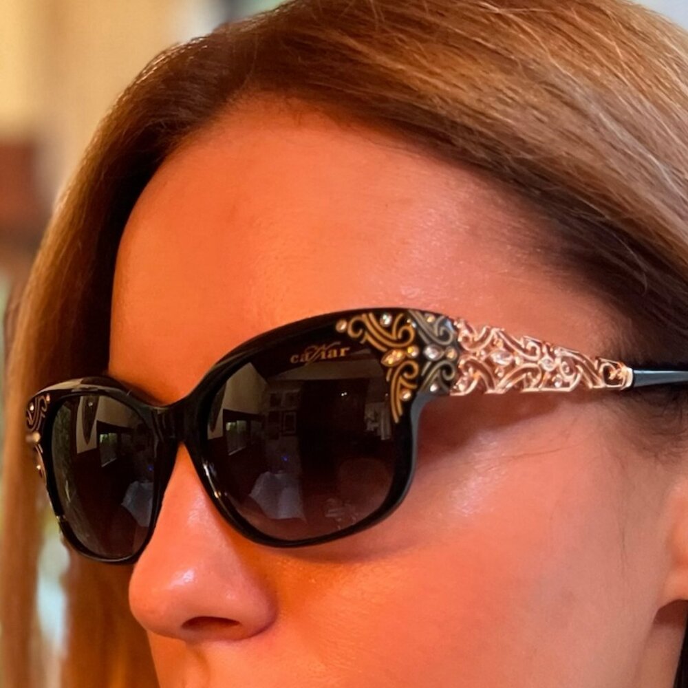NEW! Caviar Sunglasses 24K Gold Plated Swarovski Crystals NWOT